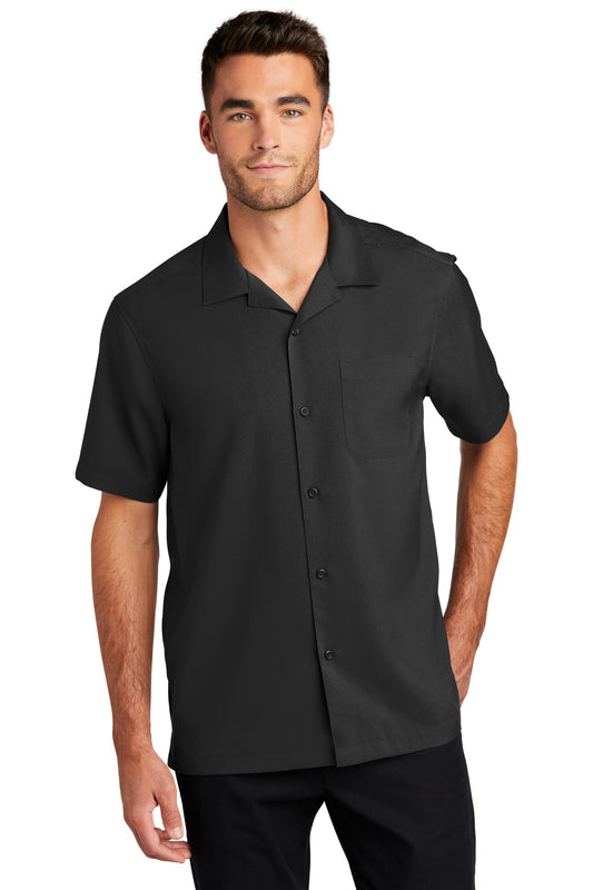 Front View of Black Port Authority Short Sleeve Performance Staff Shirt W400 - XS