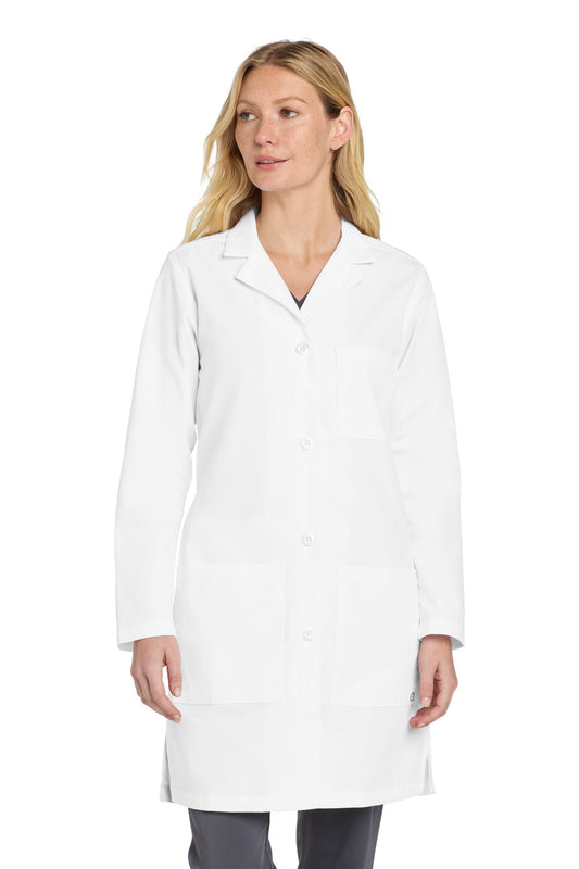 Front View of White Wink Women's Long Lab Coat WW4172 - 2XS