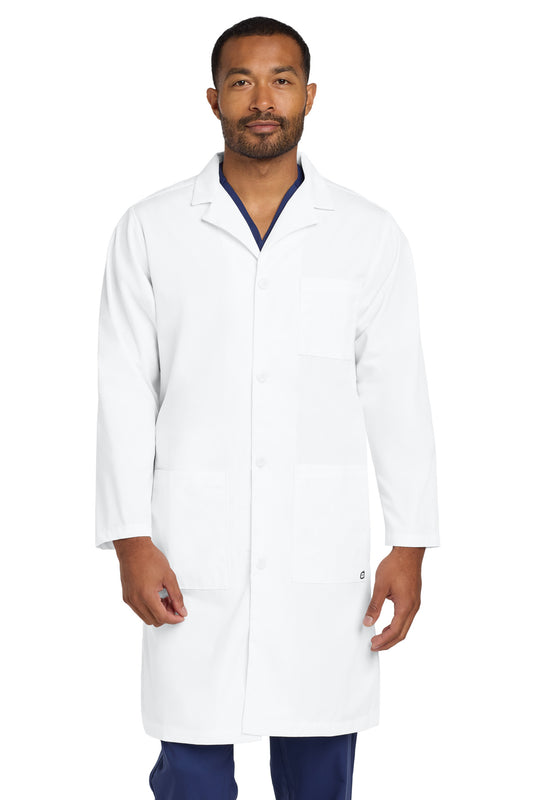 Front View of White Wink Men's Long Lab Coat WW5172 - XS