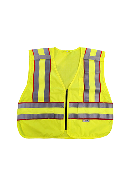 Yellow Xtreme Visibility Public Safety Red Trim Vest - MD/XL