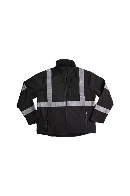 Black Xtreme-Flex Soft Shell Segmented Reflective Tape Jacket - S