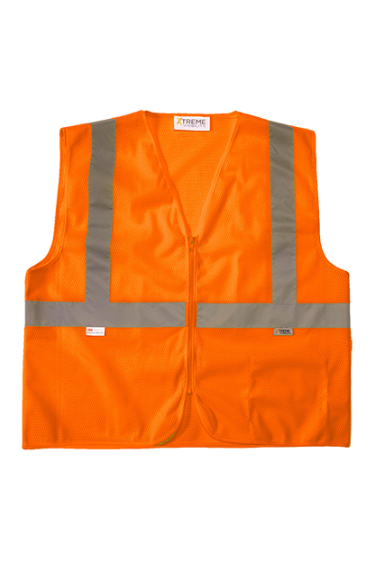 Orange Xtreme Visibility Value Class 2 Zip Mesh Vest - MD/LG