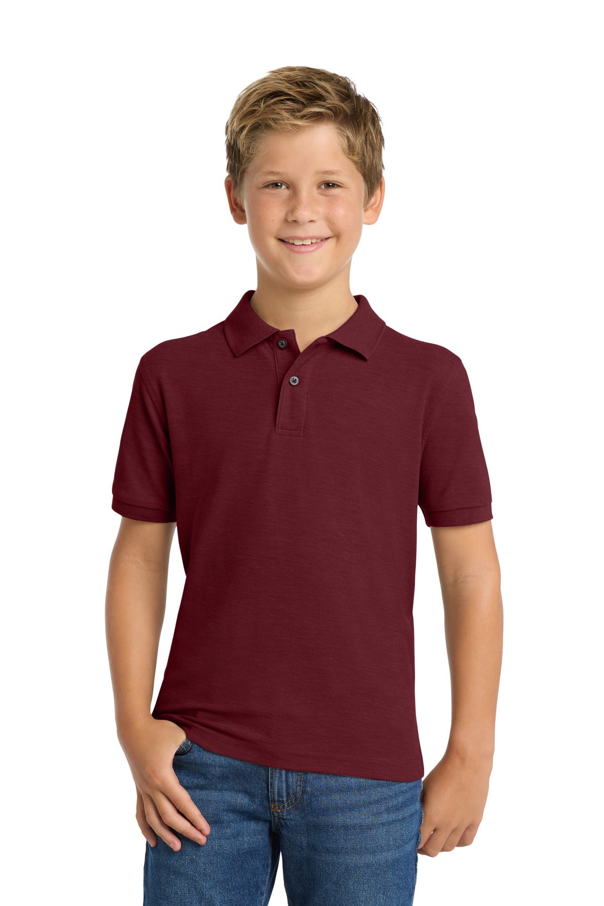 SanMar Y500_burgundy_model_front.jpg