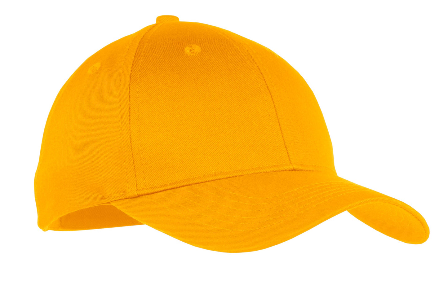 Front View of Ath Gold Port & Co Youth Six-Panel Twill Cap. YCP80