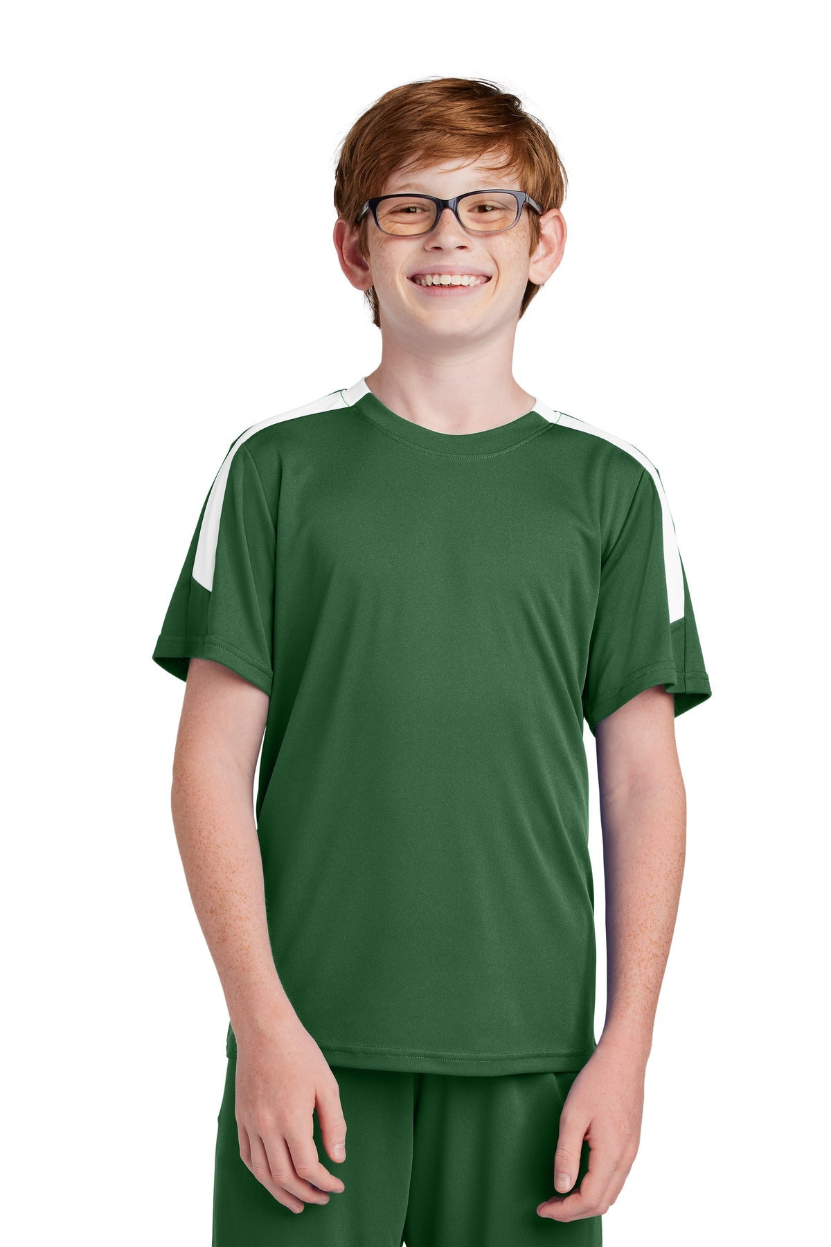 SanMar YST100_FORESTGREENWHITE_Model_Front_203bd313-178d-43f5-8ba3-ea990237bb10.jpg?v=1762275145