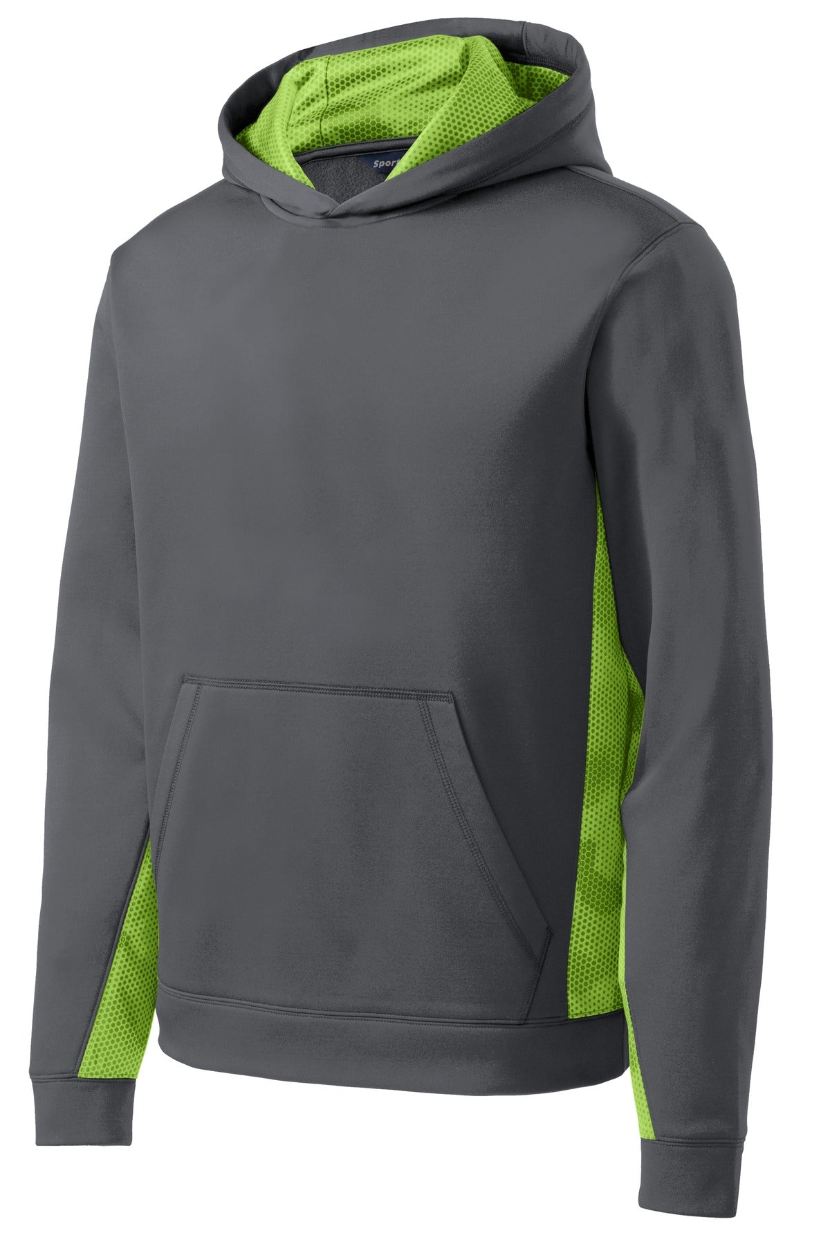 Sport-Tek Youth Sport-Wick CamoHex Fleece Colorblock Hooded Pullover. YST239