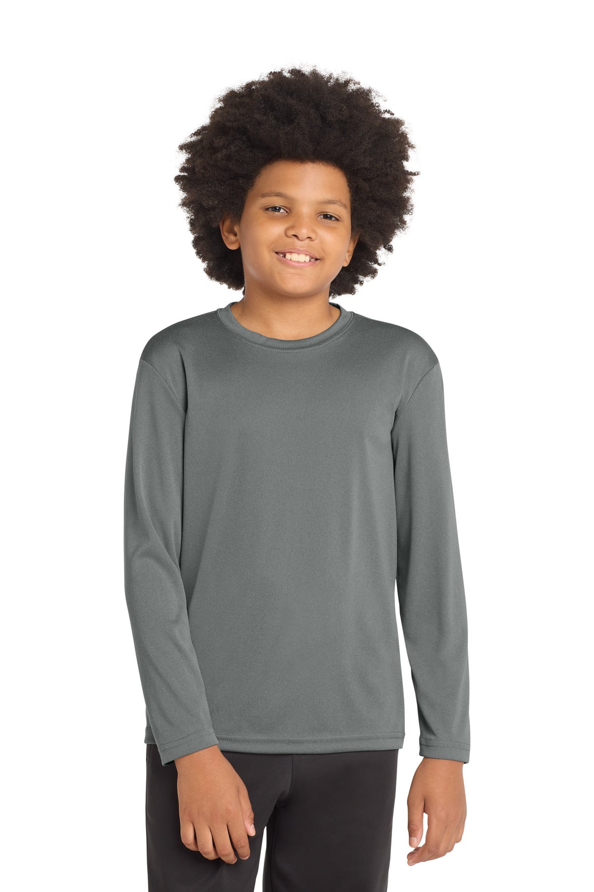 SanMar YST350LS_irongreyheather_model_front.jpg