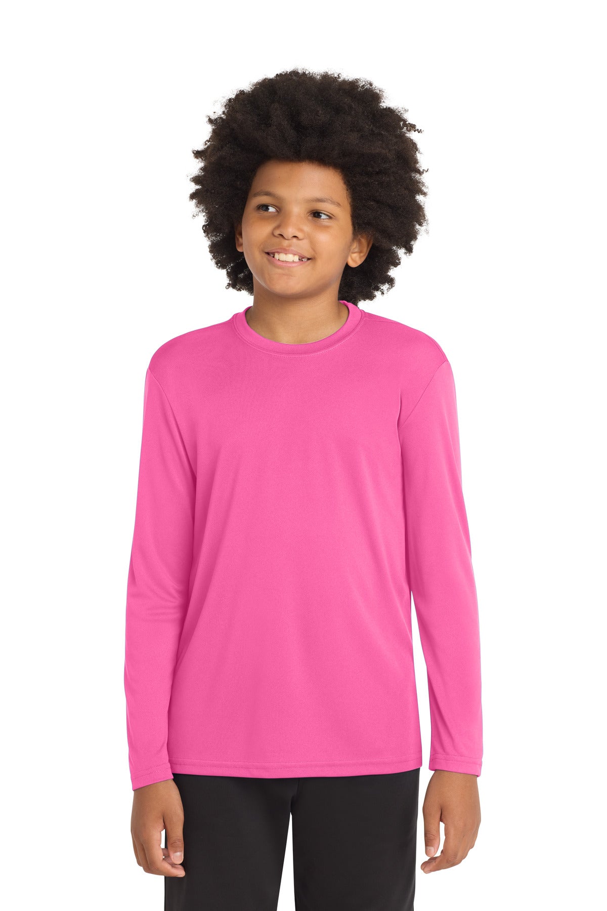 SanMar YST350LS_neonpink_model_front.jpg