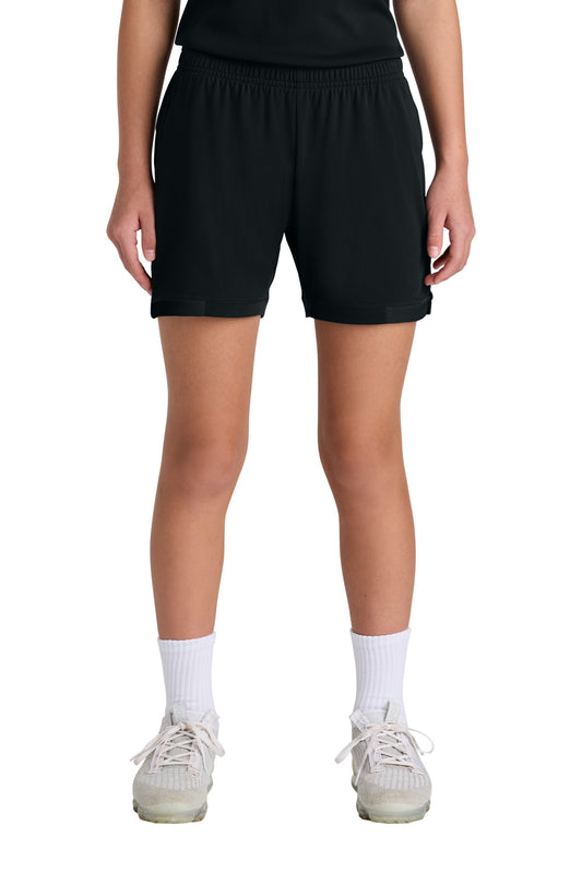 Front View of Blk/Blk Sport-Tek Youth Club 5" Short YST442 - XS
