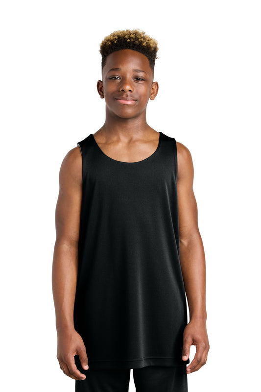 Front View of Blk/White Sport-Tek Youth PosiCharge Competitor Rev Tank YST551 - XS