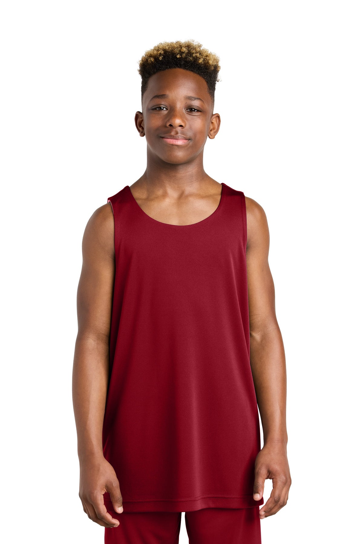 SanMar YST551_deepredwhite_model_front.jpg