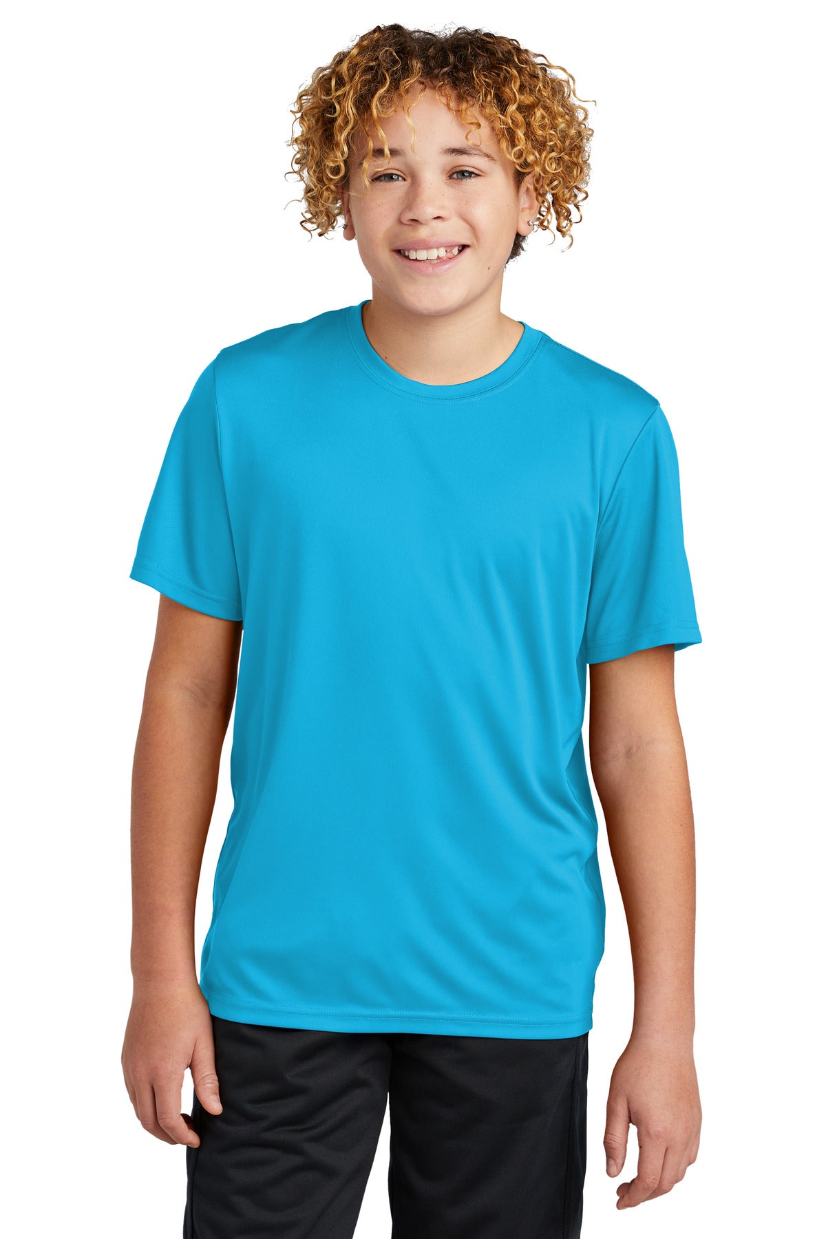 Front View of AtomicBlue Sport-Tek Youth PosiCharge Re-Compete Tee YST720 - XS