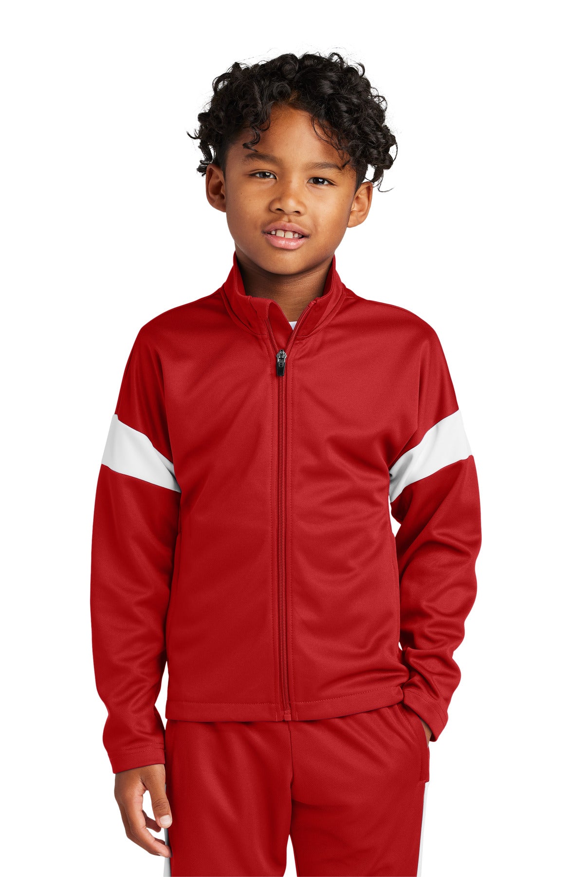 SanMar YST800_DEEPREDWHITE_Model_Front.jpg