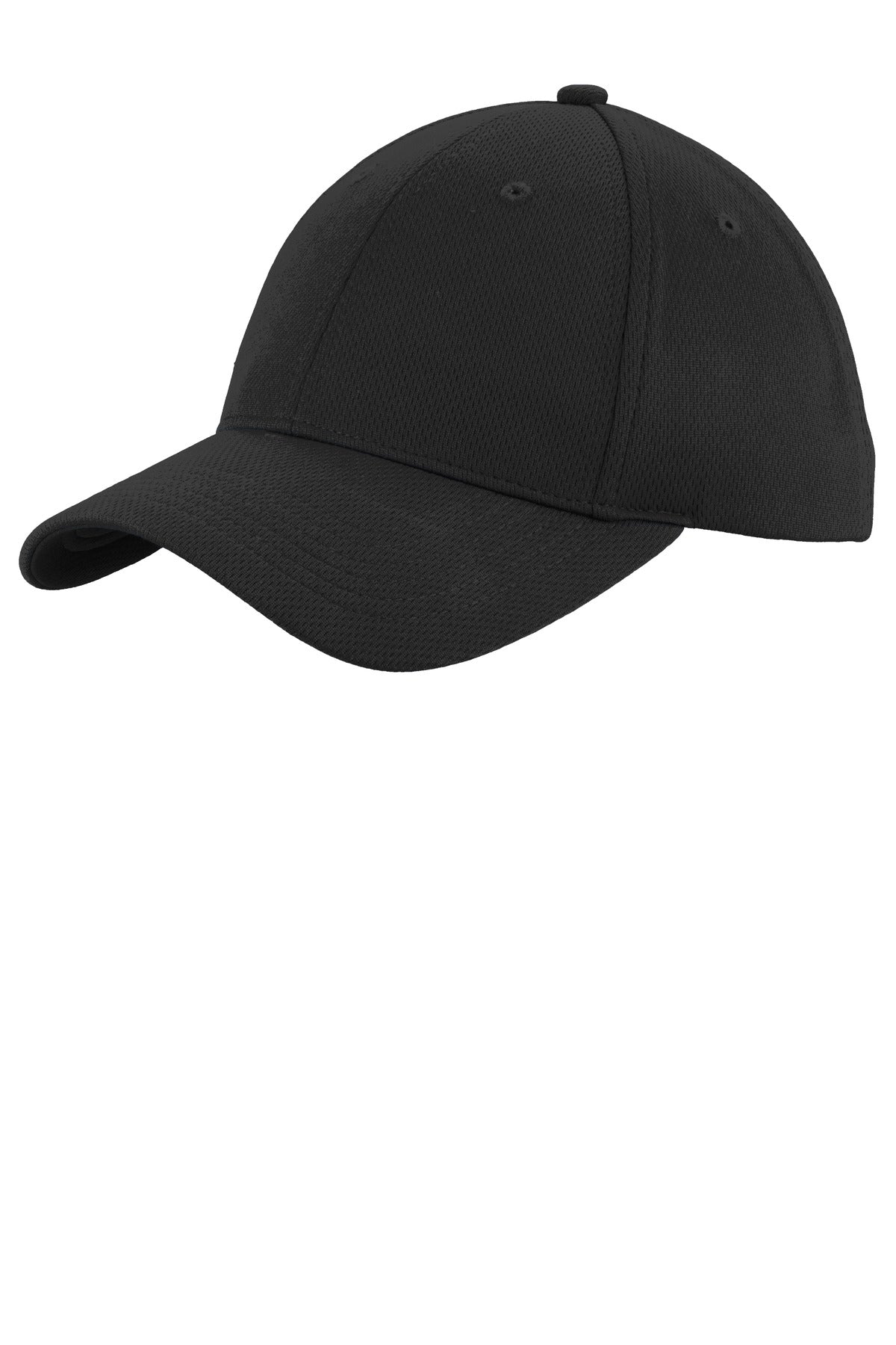 Front View of Black Sport-Tek Youth PosiCharge RacerMesh Cap. YSTC26