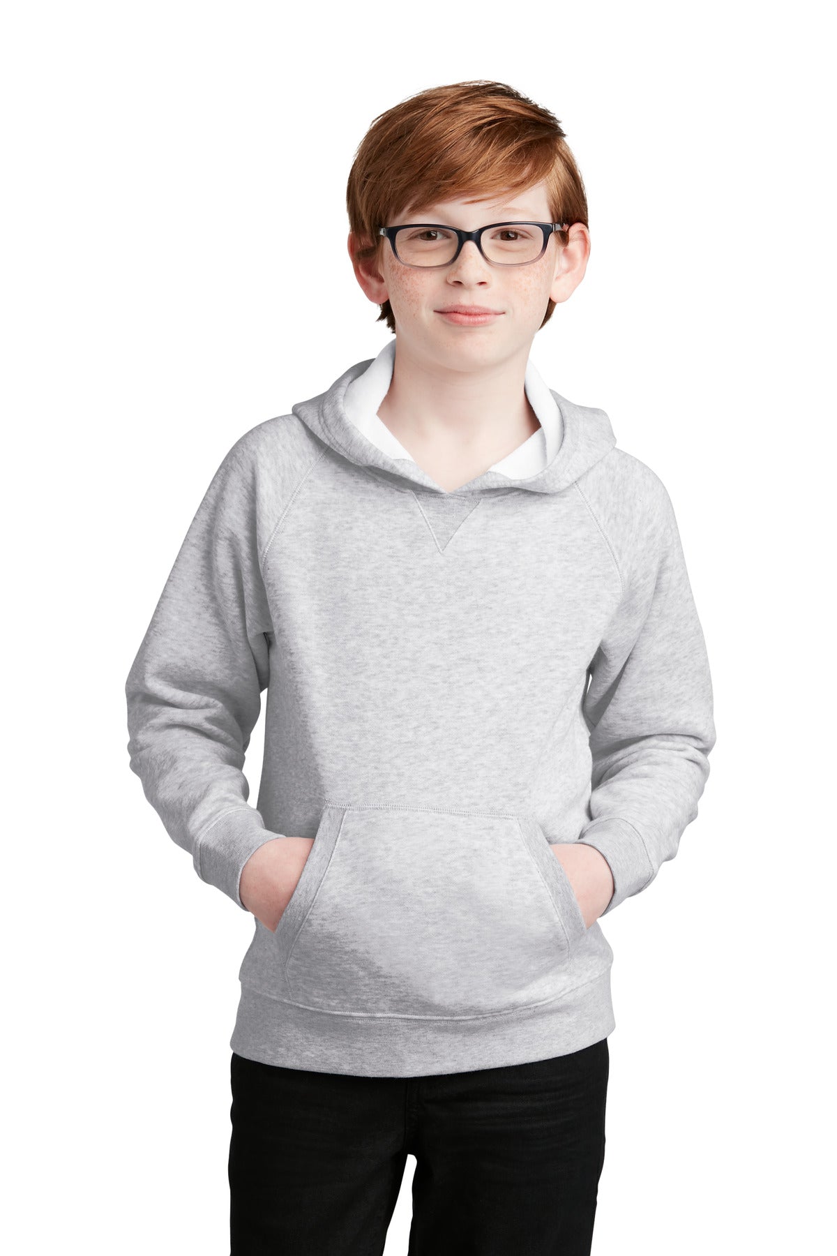 Front View of AthlHthr Sport-Tek Youth Drive Fleece Pullover Hoodie YSTF200 - XS