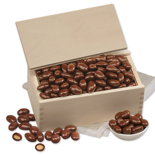Milk Chocolate Covered Almonds in Wooden Collector's Box