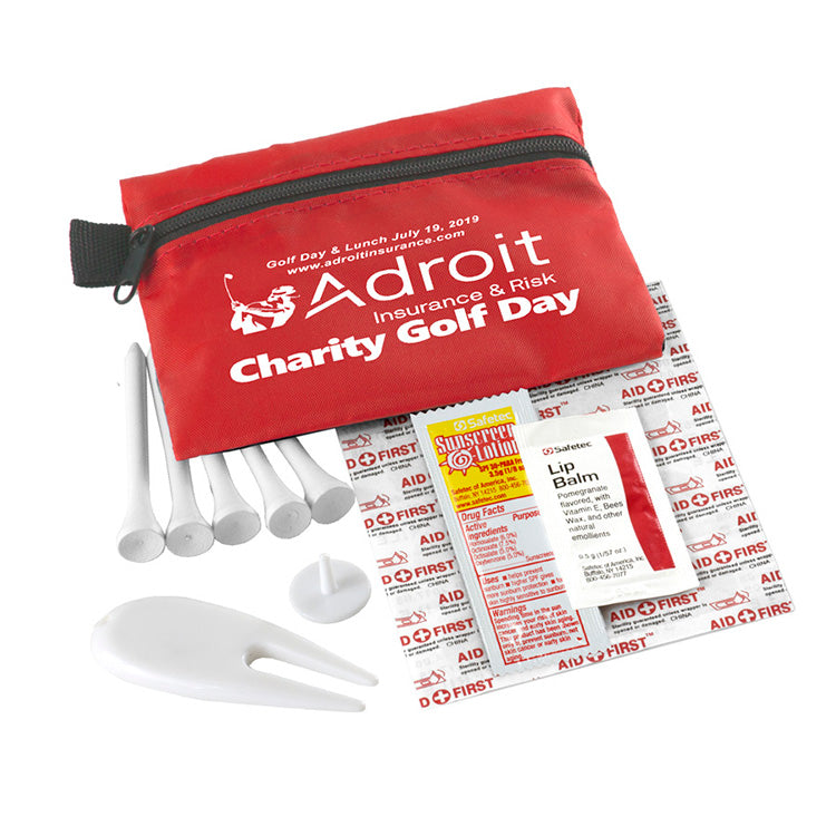 "DEL MONTE" 14 Piece Golf Kit Components inserted into Zipper Pack