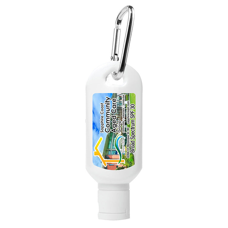 2.0 oz Broad Spectrum SPF 30 Sunscreen Lotion in Solid White Carabiner Tottle