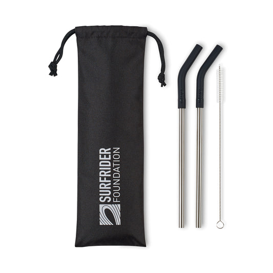 Black Aviana™ Poppy 2-Pack Stainless Straw Set