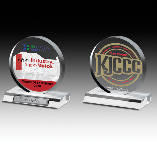 Clear Circle Award - 5" Dia - Screen Printed