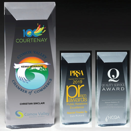 Laser Engraved Faceted Obelisk Award - 8"