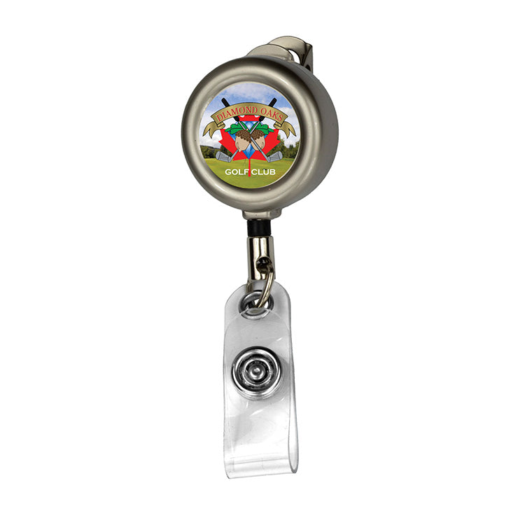 24" Cord Round Matte Solid Metal Retractable Badge Reel and Badge Holder