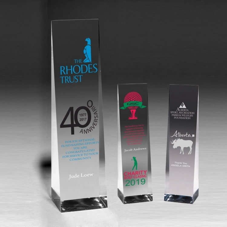 Screen Printed Angled Obelisk Award - 7 3/4"