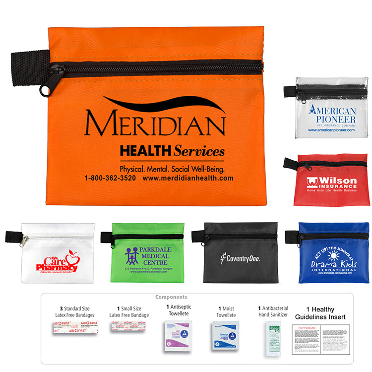 Red "SAFE HELPER" 8 Piece Hand Sanitizer First Aid Kit