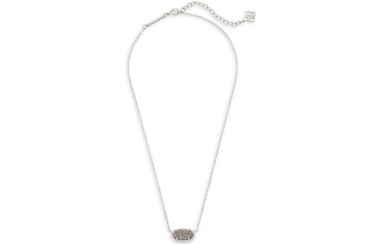 Kendra Scott Elisa Silver Pendant Necklace in Platinum Drusy