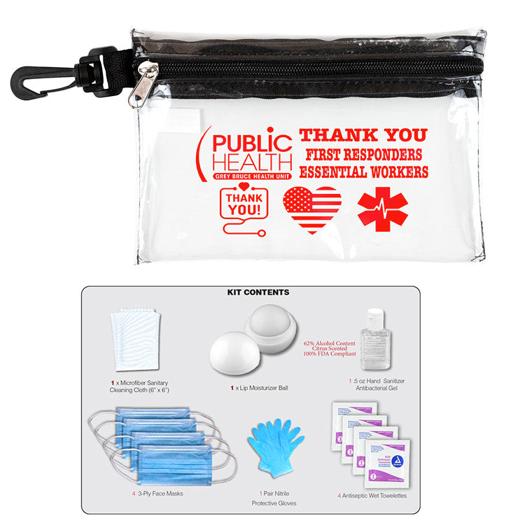 "Ariel" 12 Piece Safety Kit in Zipper Pouch with Carabiner Attachment