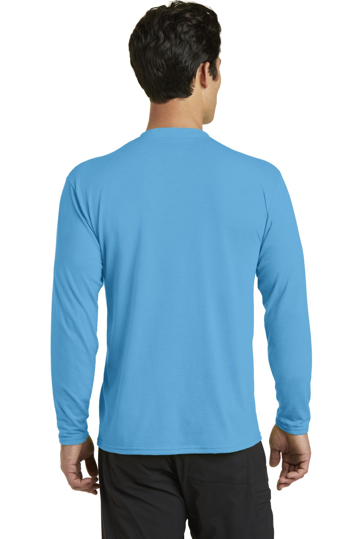 Aquatic Blue Port & Company Long Sleeve Performance Blend Tee. PC381LS