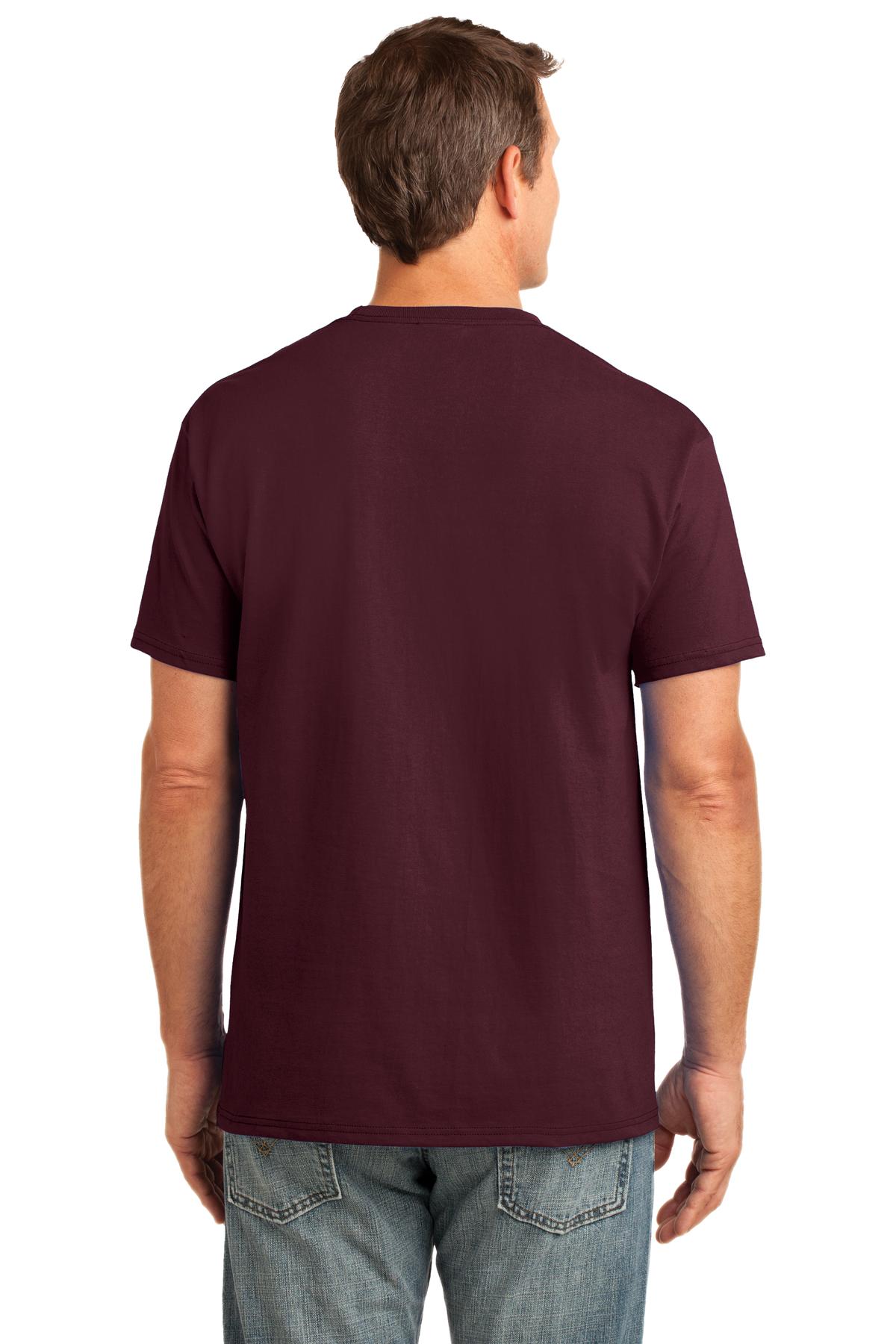 Athl Maroon Port & Company Core Cotton Pocket Tee. PC54P