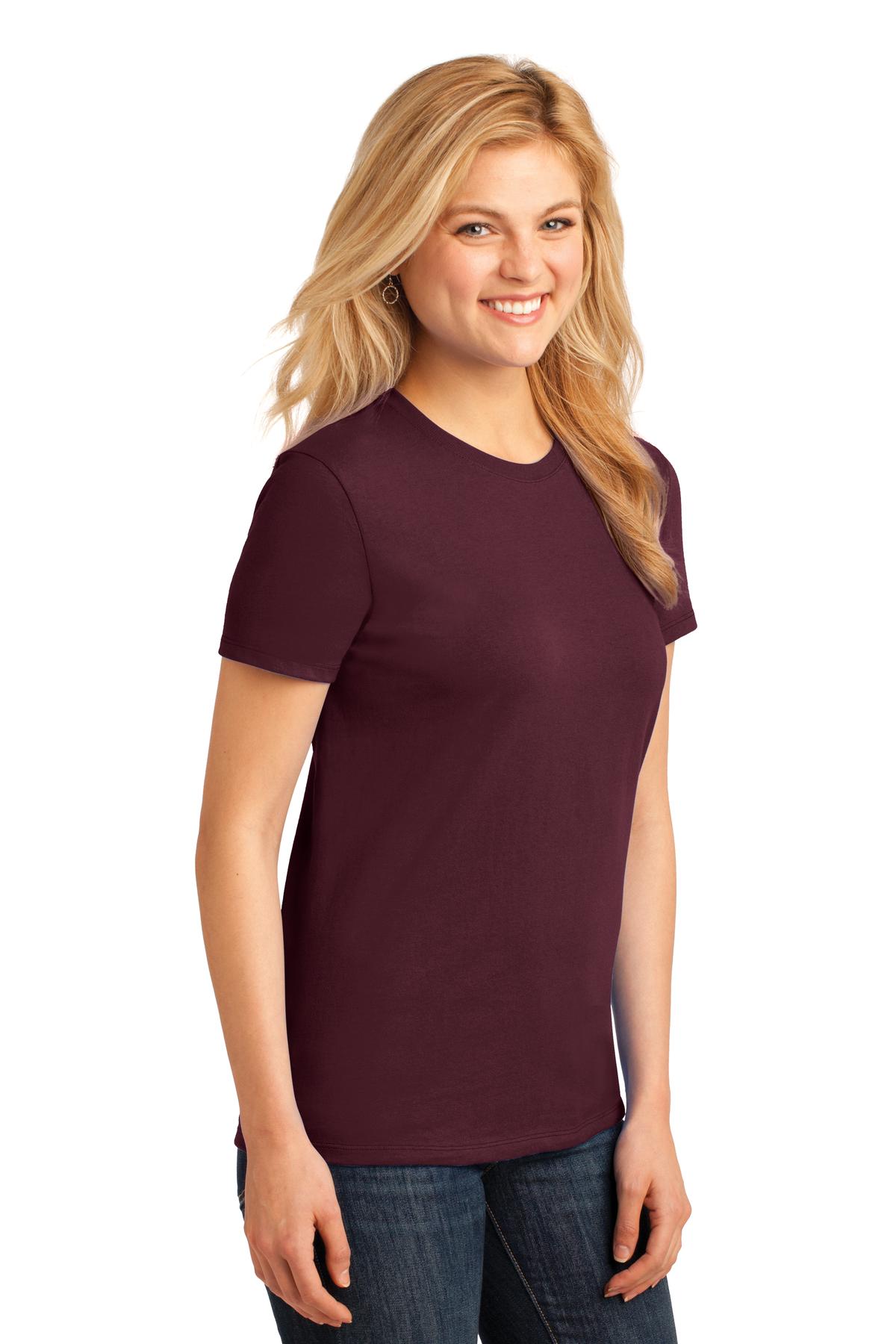 Athl Maroon Port & Company Women's Core Cotton Tee. LPC54