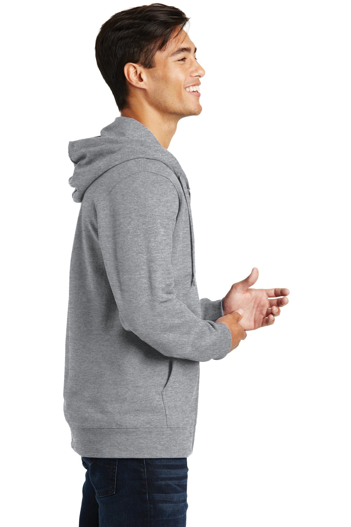 Athletic Hthr Port & Company Fan Favorite Fleece Full-Zip Hooded Sweatshirt. PC850ZH