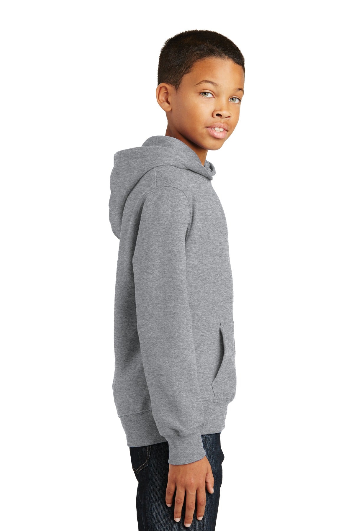 Athletic Hthr Port & Company Youth Fan Favorite Fleece Pullover Hooded Sweatshirt. PC850YH