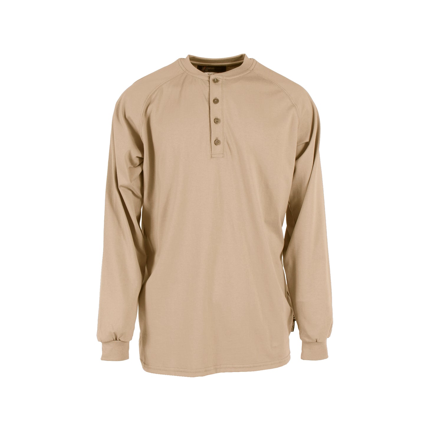 VI6HS 6 oz Cotton FR Henley Shirt (CAT 2) - Khaki - Size XL