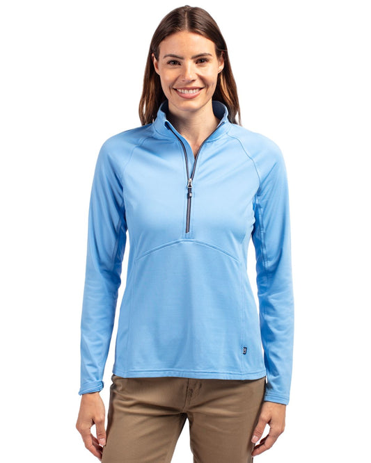 Atlas Cutter & Buck Adapt Eco Knit Stretch Recycled Womens Half Zip Pullover - XS
