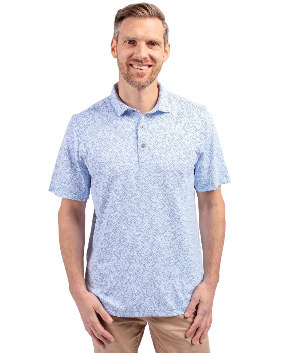 Atlas Cutter & Buck Virtue Eco Pique Botanical Print Recycled Mens Polo - S
