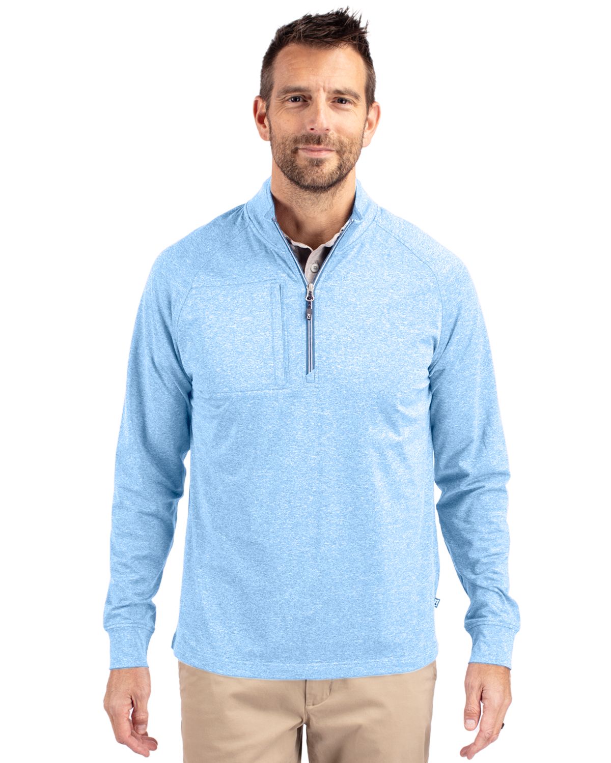 Atlas Heather Cutter & Buck Adapt Eco Knit Heather Mens Quarter Zip Pullover - S