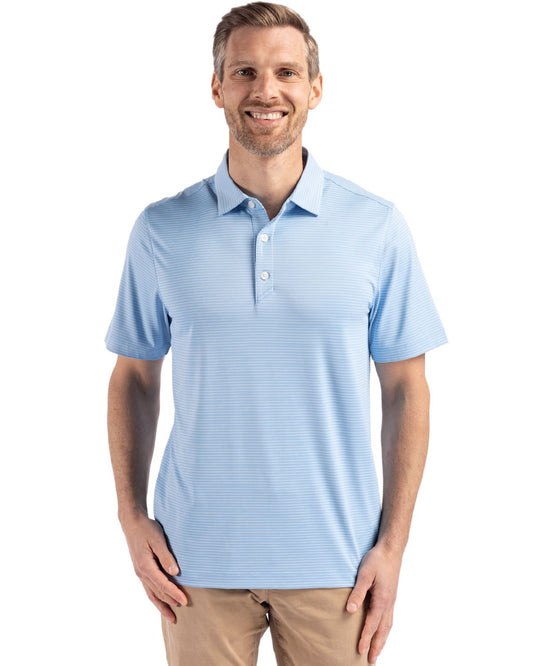 Atlas/White Cutter & Buck Forge Epic Confidence Fine Line Stripe Stretch Recycled Mens Polo - S