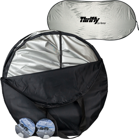 Auto Care Kit with Windshield Shade & Full-Color Cup Holder Coasters