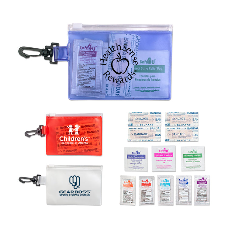 Red First Aid in Zip Close Pouch with Carabiner