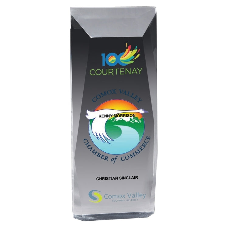 Screen Printed Faceted Obelisk Award - 9 3/4"