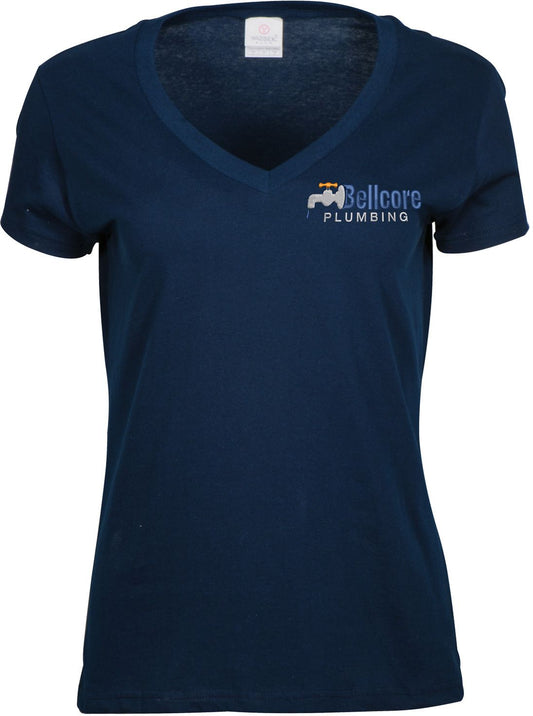 LADIES V-NECK T-SHIRT EMBROIDERED