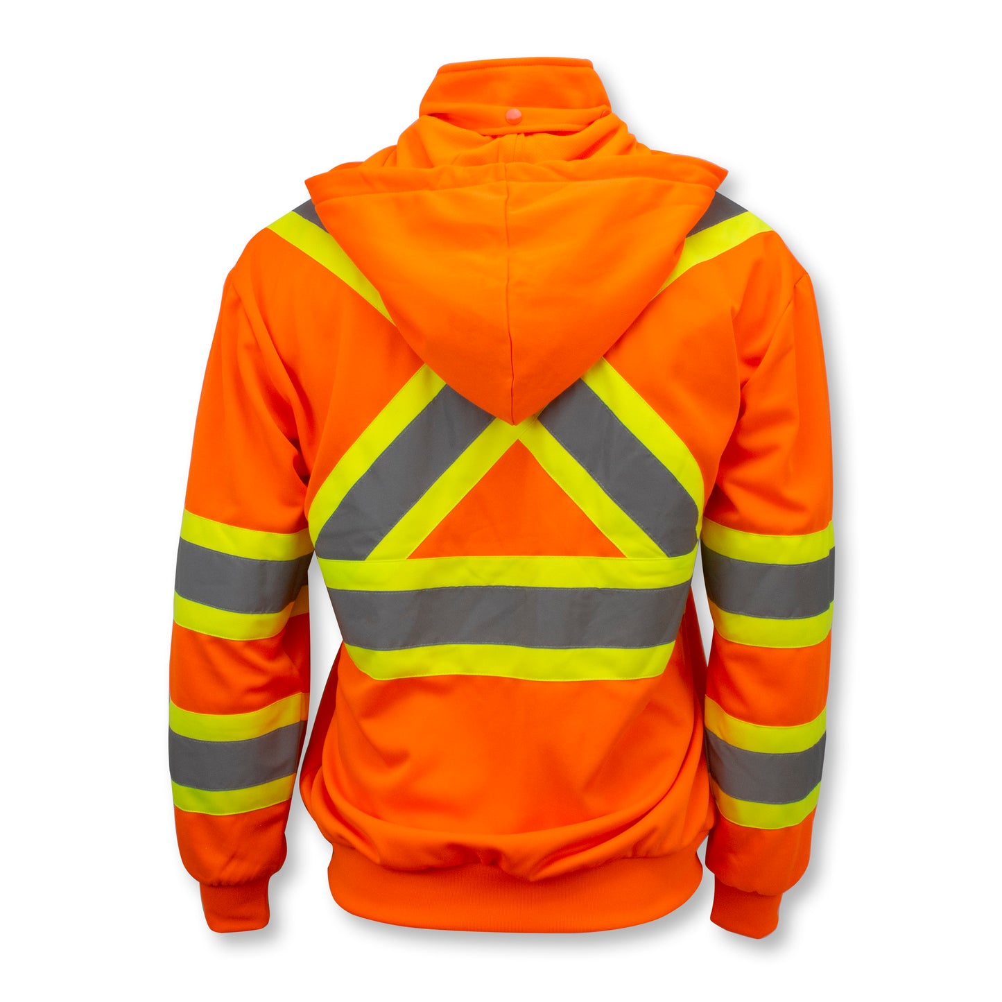 SW01X-2 High Neck Zip Front X-Back Hooded Sweatshirt - Hi Vis Lime - 2X