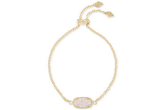 Kendra Scott Elaina Gold Adjustable Chain Bracelet in Iridescent Drusy