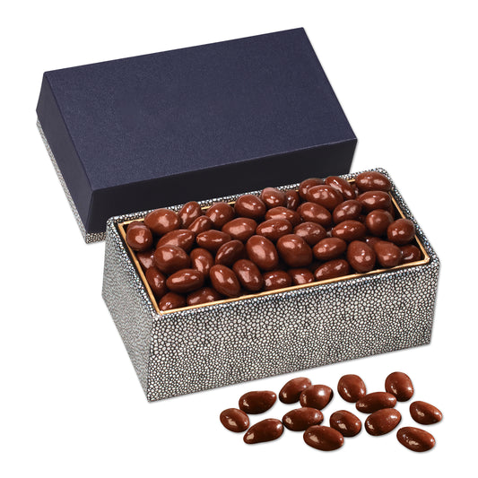 Chocolate Covered Almonds in Navy & Silver Gift Box