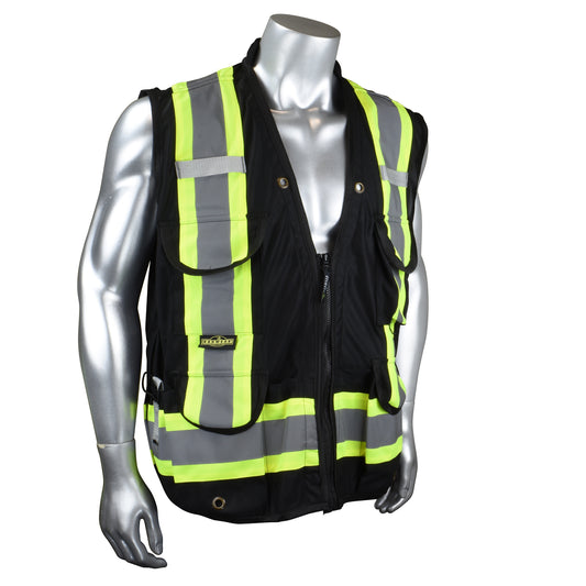 SV030X-1 Heavy Duty 10-Pocket Cruiser Vest with Back Pouch X-Back - Black - Size XL