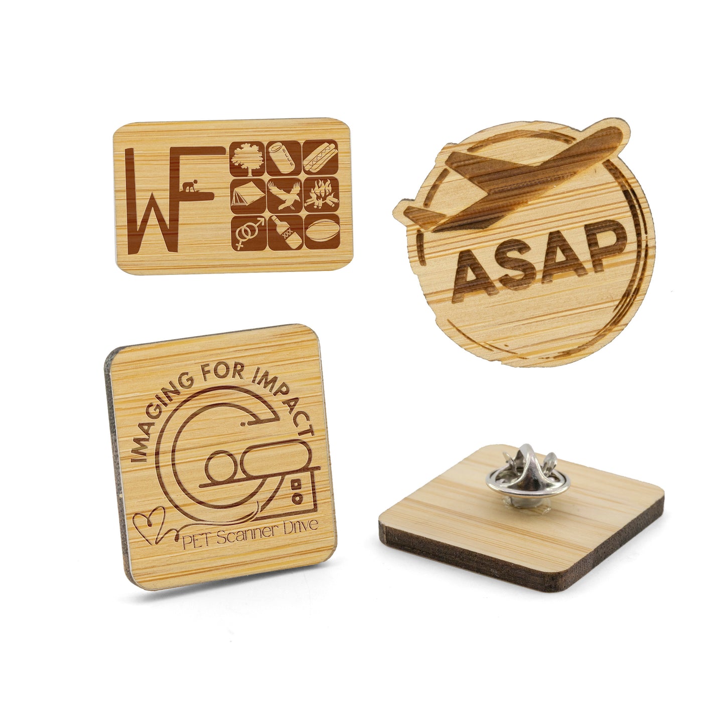 Bamboo Lapel Pins Engraved (3/4")