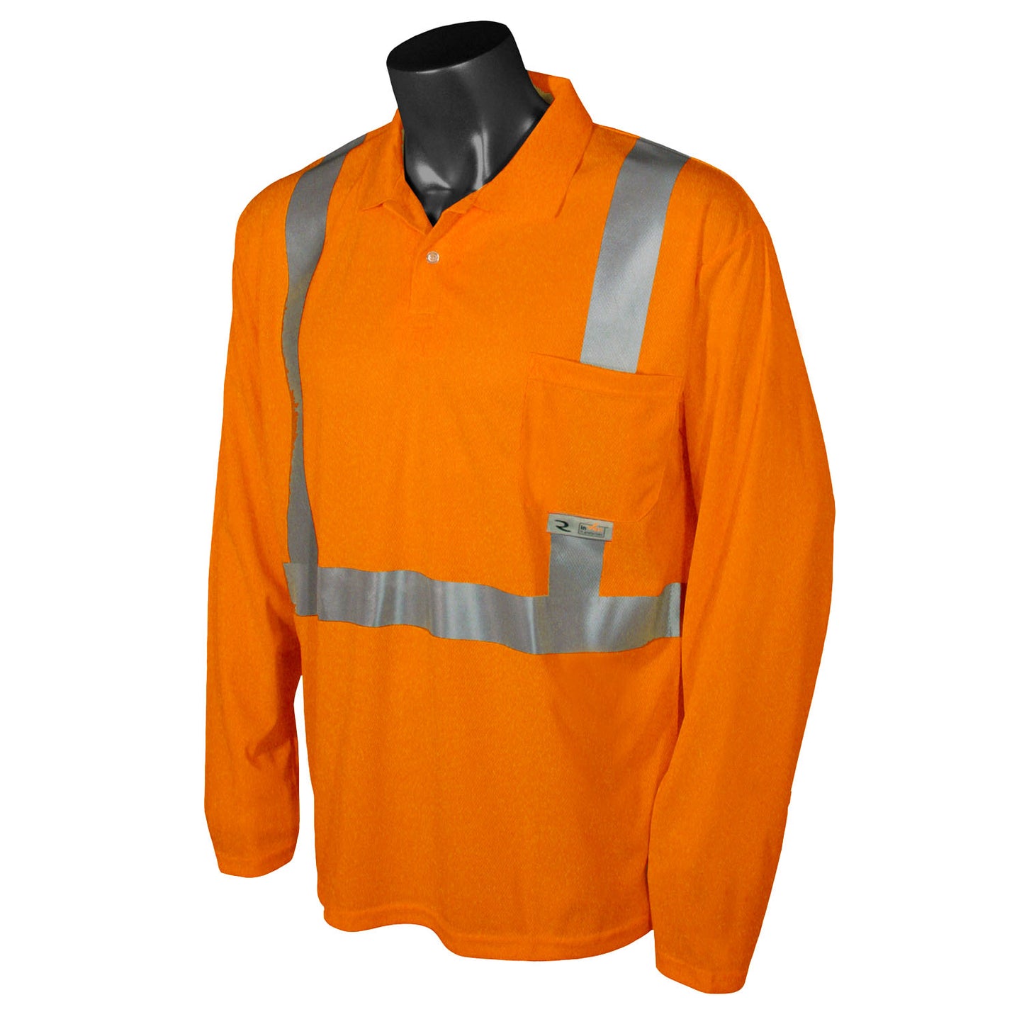 ST22 Class 2 High Visibility Long Sleeve Safety Polo Shirt - Orange - Size XL